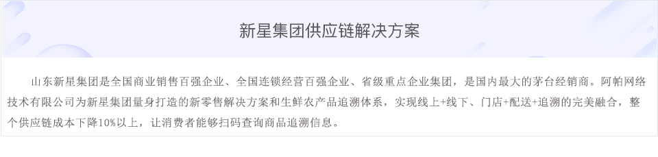 阿帕网络为新星集团打造的解决方案